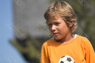 Blond boy outdoors