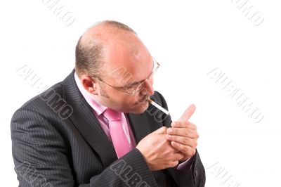 Businessman smoking
