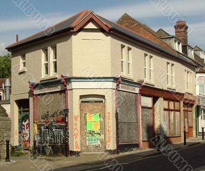 boarded up building on street corner