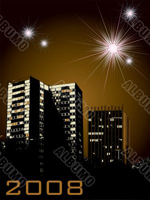 new year city fireworks