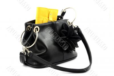 yellow wallet in bag