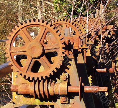 cogwheels over sluice gate