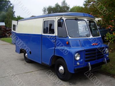 old blue and white van
