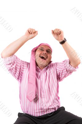 Partying businessman