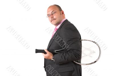 Businessman with squashracket
