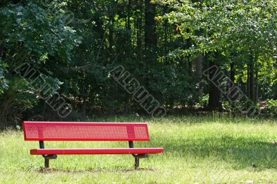 Red Bench in Park
