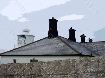 abstract of lighthouse and keepers cottages