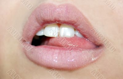 pink lips with white teeth