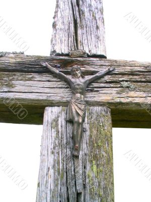 old wooden cross - isolated