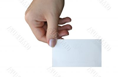 holding blank business card