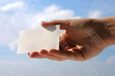 holding blank business card