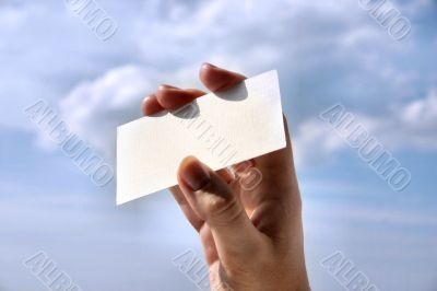 holding blank business card