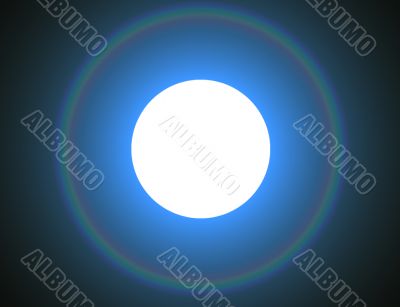 bright moon with spectral bow