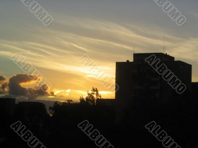 house estate in sunset