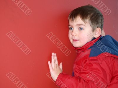 boy portrait red isolated