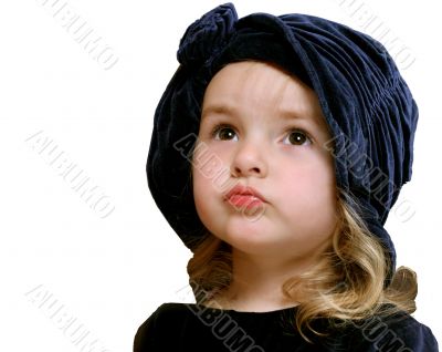  little girl in blue hat