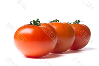 three ripe red tomatoes