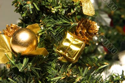 fur-tree and New Year`s toys