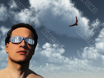 man and eagle