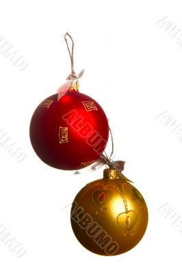 red and yellow fir-tree balls