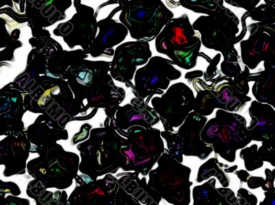 shiny dark shapes with reflected colour
