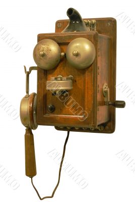 Antique telephone on white background