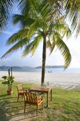 cafe table on beach