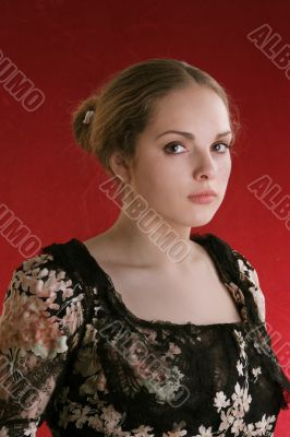 young lady with fan