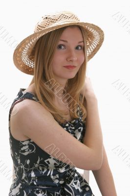 pretty young lady in summer hat