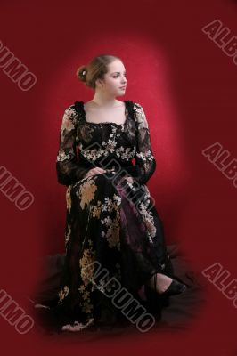 young lady with fan