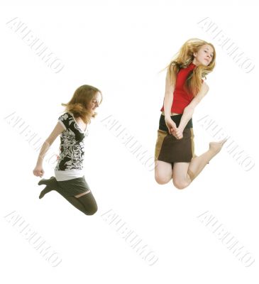 jumping college girls
