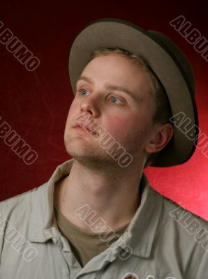 man in grey hat