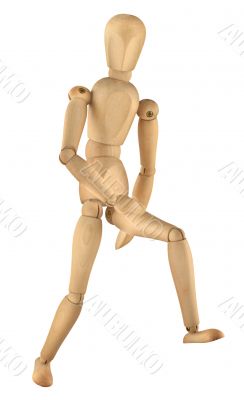 running wooden figure