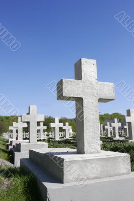 stone crosses on cemetery