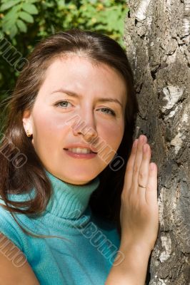 woman near a birch.