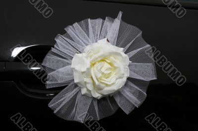 Wedding car decorations with flower bouquet