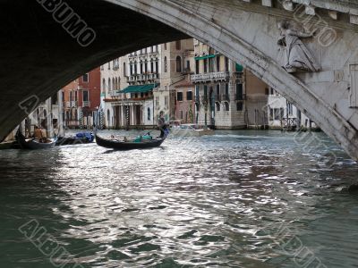 the bridge and gondolas in venice. italy