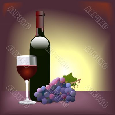 Red Wine Glass Grapes