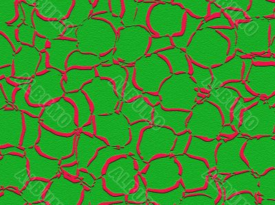 embossed red green negative space