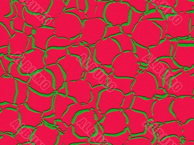 embossed green red shapes