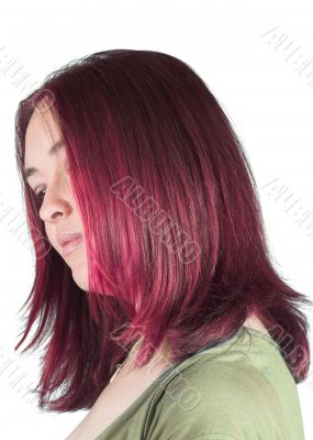 Pretty woman with couloured hair