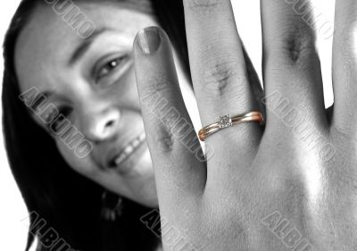 beautiful girl wearing engagement ring