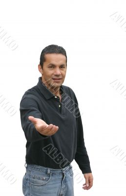 casual man offering hand