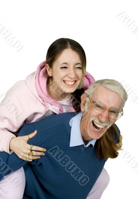 girl and her father having fun