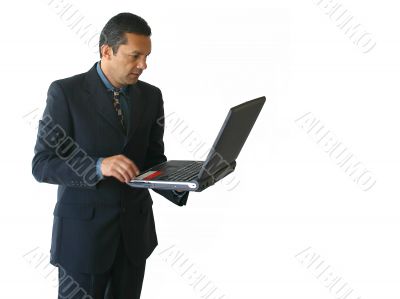 business man laptop - standing 2