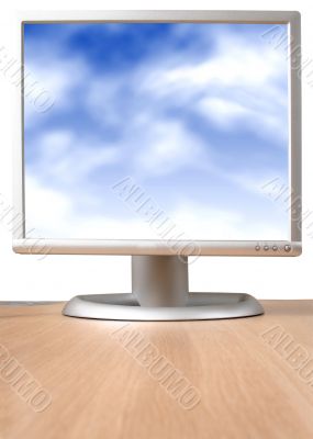 monitor with blue sky