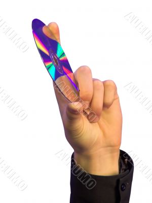 hand holding CD - white