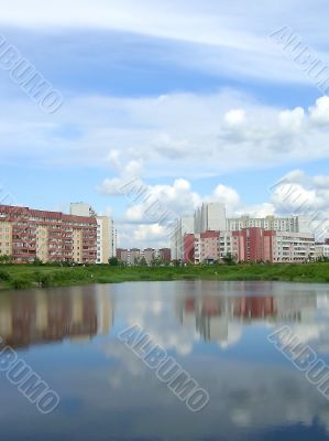 Reflection of houses in the water
