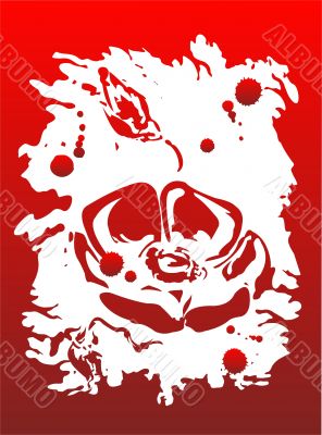 Rose on a red background