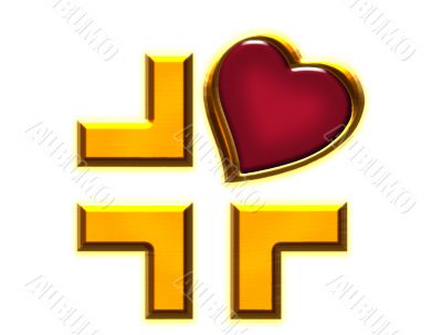 Golen cross with heart